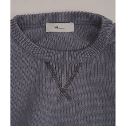 via / ヴァイア V GUSSET KNIT CREWNECK （グレーA）｜詳細画像