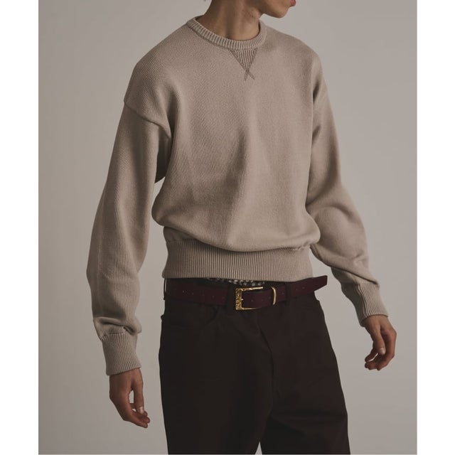 via / ヴァイア V GUSSET KNIT CREWNECK （ベージュ）