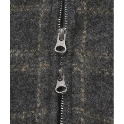 パルプ PULP MOHAIR MIX KNIT ZIPUP HOODIE CHECK（ネイビー）｜詳細画像