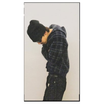 パルプ PULP MOHAIR MIX KNIT ZIPUP HOODIE CHECK（グレーA）｜詳細画像