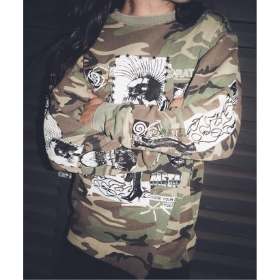 パルプ PULP UK ARTIST PROJECT【ROYDON】CAMO THERMAL LS （カーキ）｜詳細画像