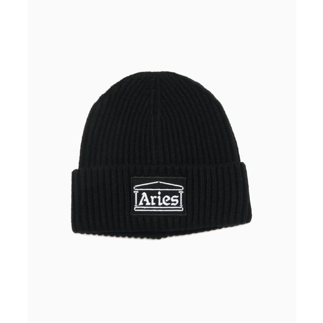 ARIES / アリーズ TEMPLE PATCH RIB KNIT BEANIE （ブラック）