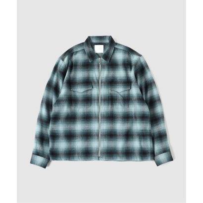 TODAY edition / トゥデイエディション 別注 OMBRE PLAID ZIP SHIRT （ブルー A）｜詳細画像