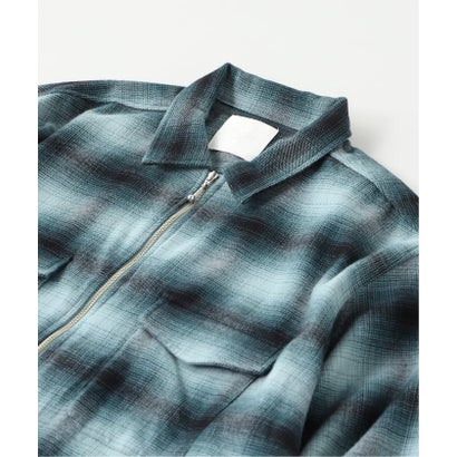TODAY edition / トゥデイエディション 別注 OMBRE PLAID ZIP SHIRT （ブルー A）｜詳細画像