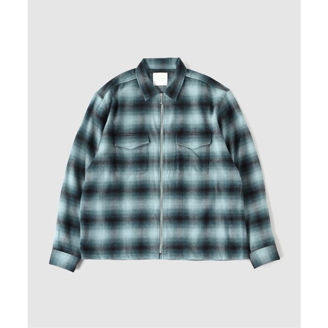 TODAY edition / トゥデイエディション 別注 OMBRE PLAID ZIP SHIRT （ブルー A）