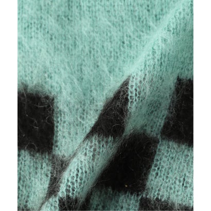 TODAY edition / トゥデイエディション CHECKER MOHAIR CARDIGAN （ブルー）｜詳細画像