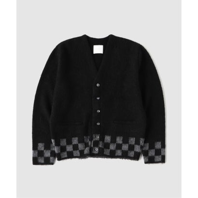 TODAY edition / トゥデイエディション CHECKER MOHAIR CARDIGAN （ブルー）｜詳細画像