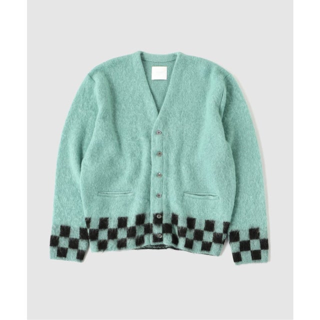 TODAY edition / トゥデイエディション CHECKER MOHAIR CARDIGAN （ブルー）