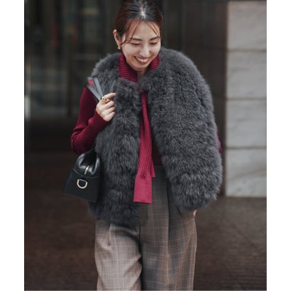 ヴェルメイユ パー イエナ VERMEIL par iena Cashmere Fur gilet（グレー）｜詳細画像