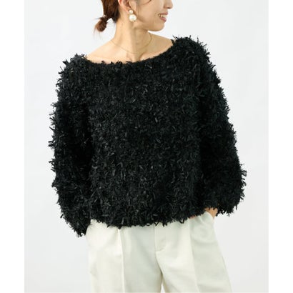 ヴェルメイユ パー イエナ VERMEIL par iena 《予約》FANCY YARN ボートネックプルオーバー （ブラック）｜詳細画像