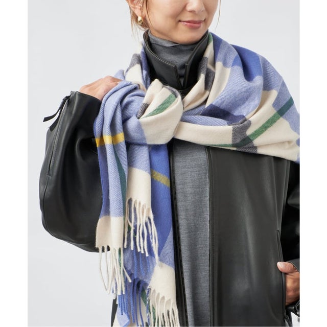 《予約》JOSHUA ELLIS ジョシュア エリス Stole Tartan 70x190cm （ナチュラル）