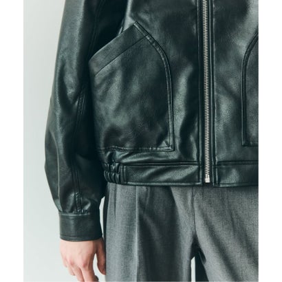 OSKR / オーエスケーアール 別注 FAUX LEATHER ジャケット（ブラック）｜詳細画像
