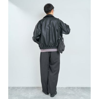 OSKR / オーエスケーアール 別注 FAUX LEATHER ジャケット（ブラック）｜詳細画像