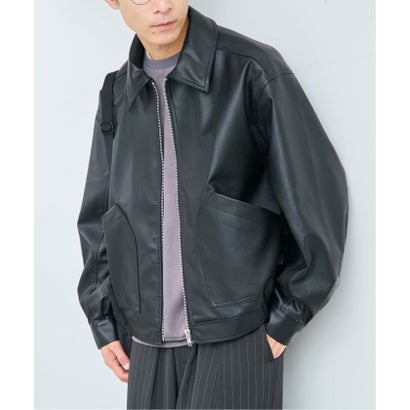OSKR / オーエスケーアール 別注 FAUX LEATHER ジャケット（ブラック）｜詳細画像