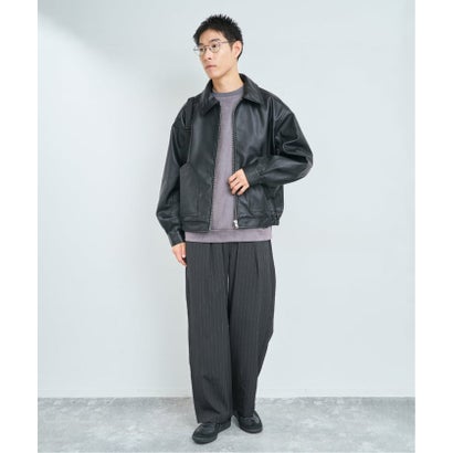 OSKR / オーエスケーアール 別注 FAUX LEATHER ジャケット（ブラック）｜詳細画像
