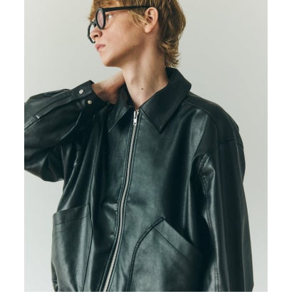 OSKR / オーエスケーアール 別注 FAUX LEATHER ジャケット（ブラック）｜詳細画像