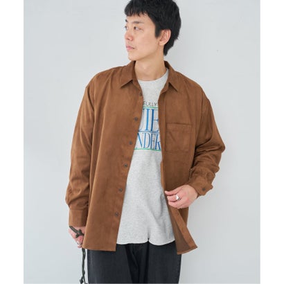 FAKE SUEDE OVER シャツ （ブラウン）｜詳細画像