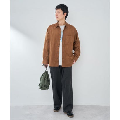 FAKE SUEDE OVER シャツ （ブラウン）｜詳細画像