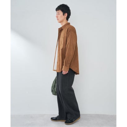 FAKE SUEDE OVER シャツ （ブラウン）｜詳細画像