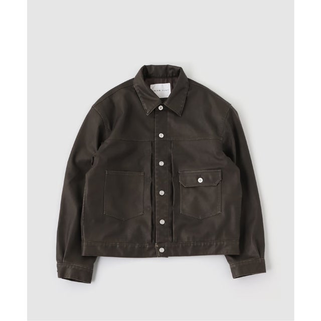 FAUX LEATHER TRUCKER ジャケット （ブラウン）