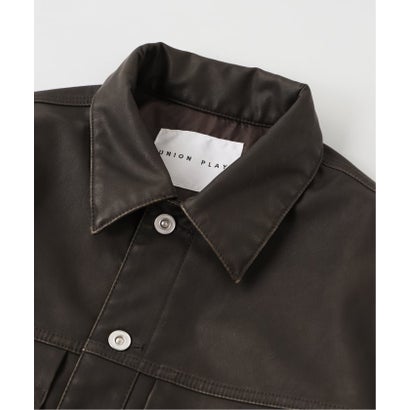 FAUX LEATHER TRUCKER ジャケット （ブラック）｜詳細画像