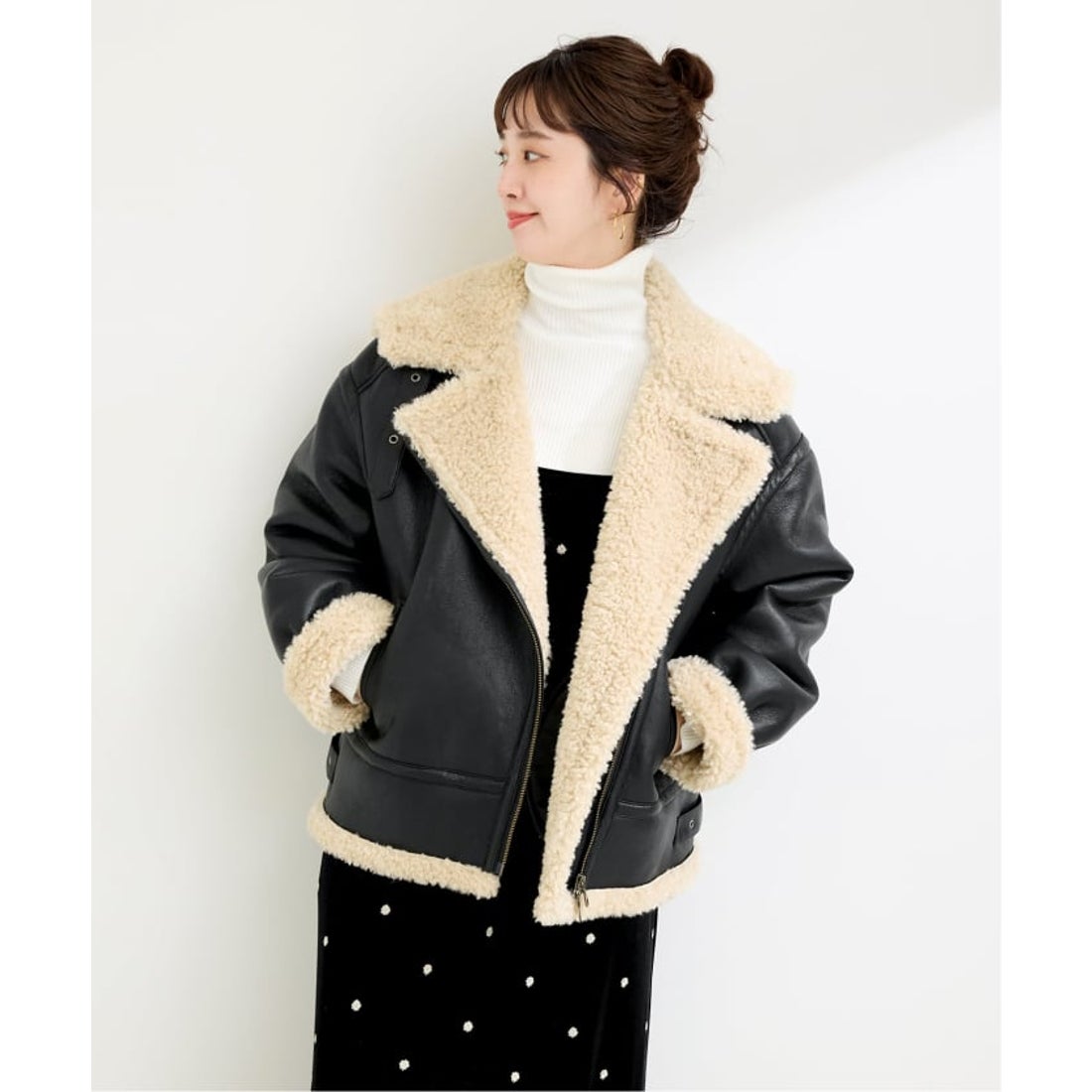 BCBG MAXAZRIA COLLECTION ムートンコート M ブラック 【公式通販】