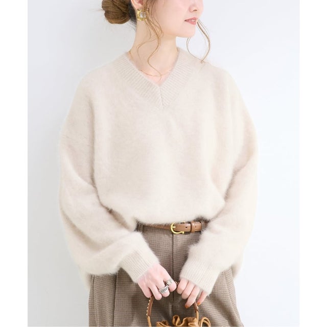 《予約》【WEB+一部店舗限定】FOXカシミヤ Vネックプルオーバー （ホワイト）