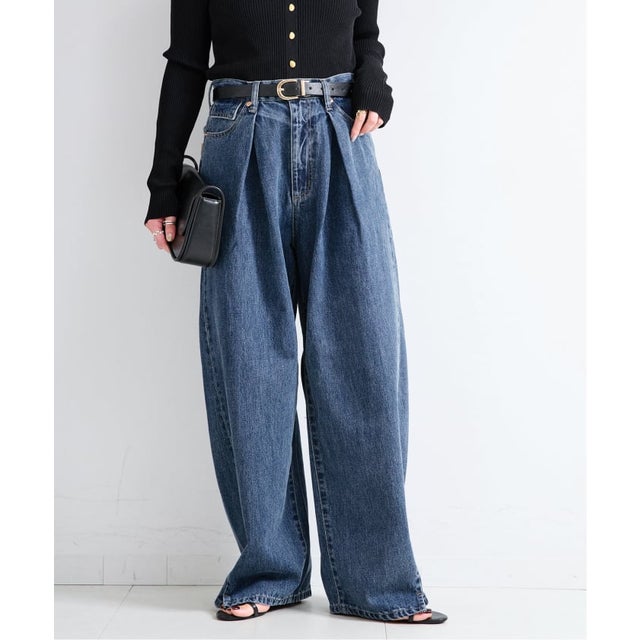 《予約》ウォッシャブル / DU JOUR / デュ ジュール TUCK BARREL JEAN （ブルー A）