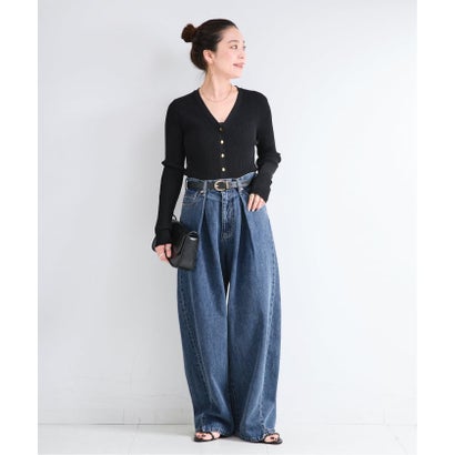 《予約》ウォッシャブル / DU JOUR / デュ ジュール TUCK BARREL JEAN （ブラウン）｜詳細画像