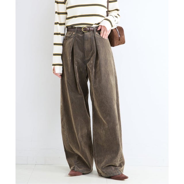 《予約》ウォッシャブル / DU JOUR / デュ ジュール TUCK BARREL JEAN （ブラウン）