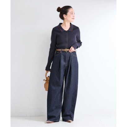 《予約》ウォッシャブル / DU JOUR / デュ ジュール TUCK BARREL JEAN （ネイビー）｜詳細画像