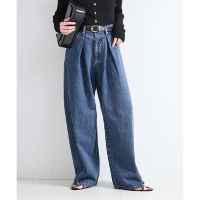《予約》ウォッシャブル / DU JOUR / デュ ジュール TUCK BARREL JEAN （ネイビー）｜詳細画像