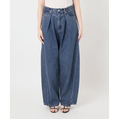 《予約》ウォッシャブル / DU JOUR / デュ ジュール TUCK BARREL JEAN （ネイビー）｜詳細画像