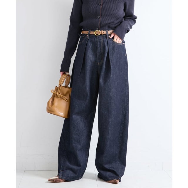 《予約》ウォッシャブル / DU JOUR / デュ ジュール TUCK BARREL JEAN （ネイビー）