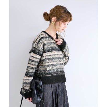 ベーセーストック B.C STOCK 《予約》手洗い可 / ノルディックMIXカラーニット （ブラック）｜詳細画像