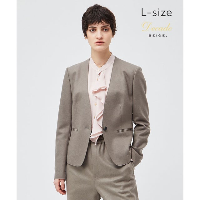 【L-size】CORBY / ノーカラージャケット （Taupe）