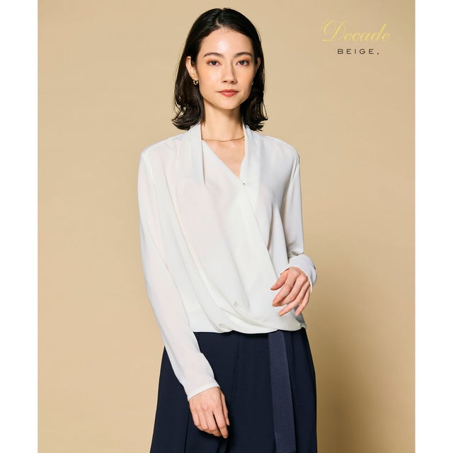 【人気シリーズ】OLIVE / カシュクールロングスリーブブラウス （White）