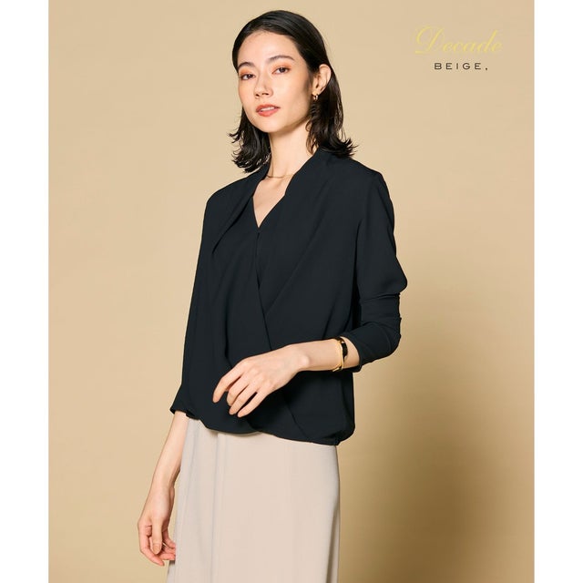 【人気シリーズ】OLIVE / カシュクールロングスリーブブラウス （Black）