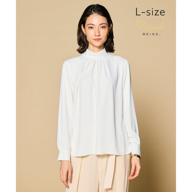 【L-size・定番】EVA / ハイネックロングスリーブブラウス （White）