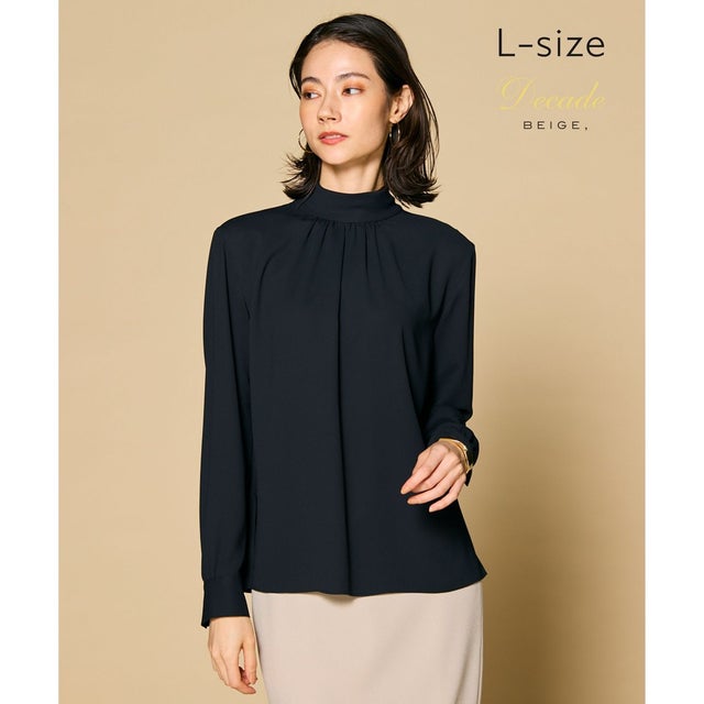 【L-size・定番】EVA / ハイネックロングスリーブブラウス （Black）