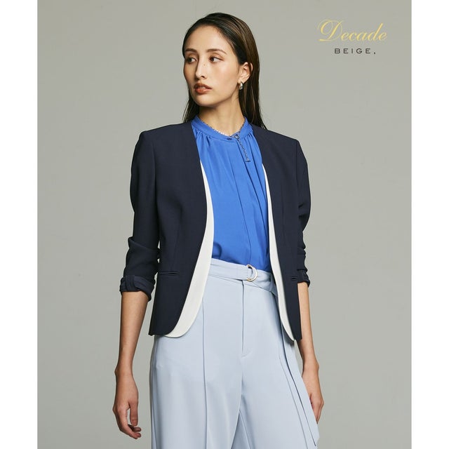 CINDY / ダブルカラージャケット （Navy × White）