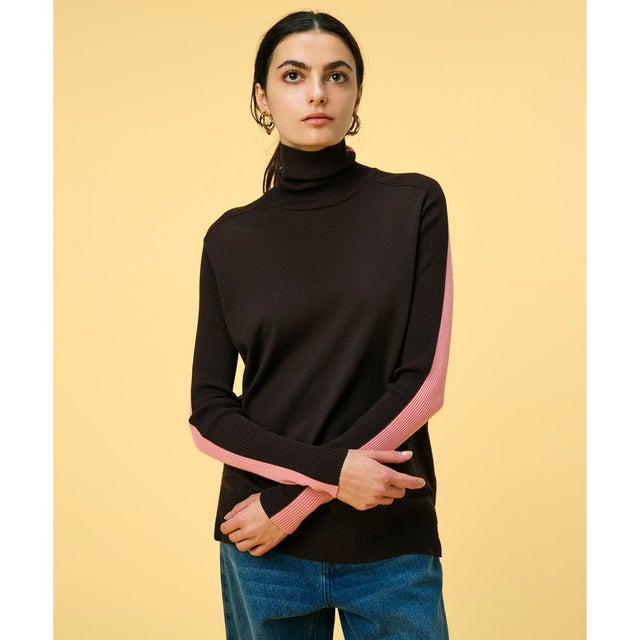 【洗える】LA MONNAIE / タートルネックニット （Bordeaux × Pink）