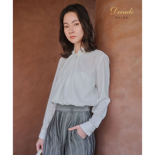 【人気シリーズ】ANITA / ロングスリーブタックブラウス （White）