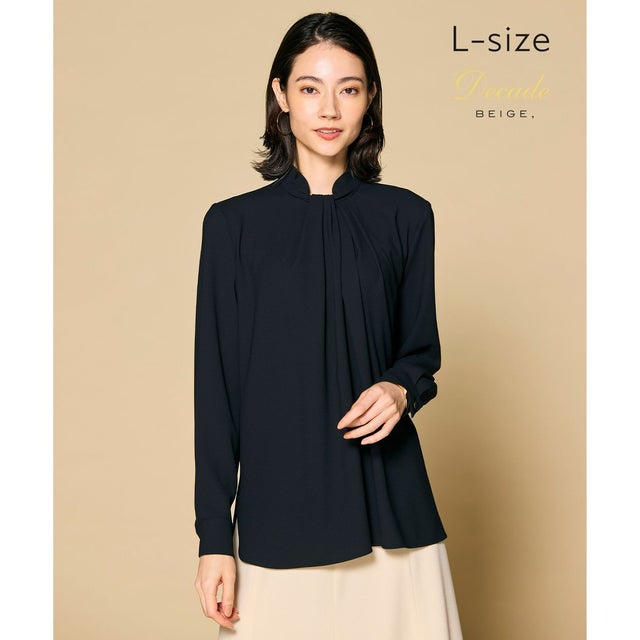 【L-size・定番】ANITA / ロングスリーブタックブラウス （Black）