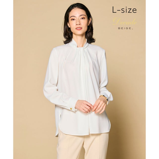 【L-size・定番】ANITA / ロングスリーブタックブラウス （White）