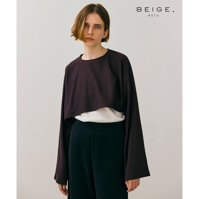 【BEIGE、ecru/WEB限定・洗える】JERSEY STITCH / コットンクロップドトップス （Bordeaux）