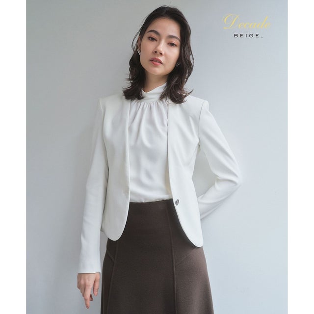 【セットアップ対応】LUIZA / ノーカラージャケット （White）