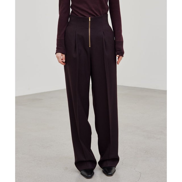 TERNES / フロントジップワイドパンツ （Bordeaux）