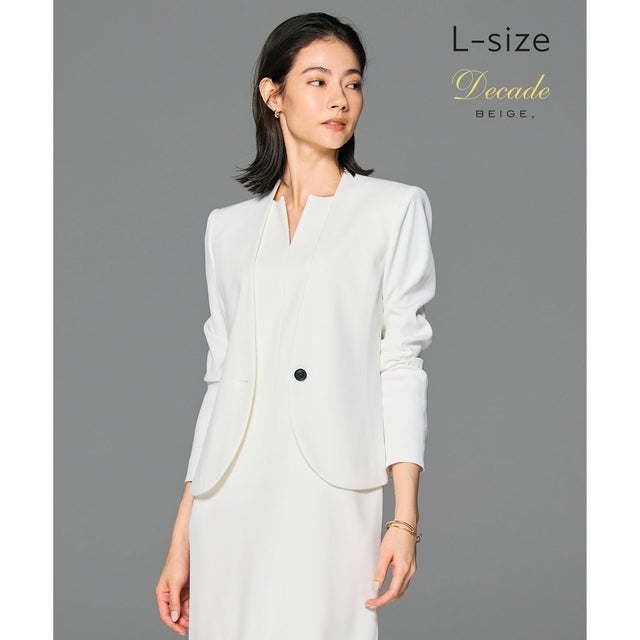 【L-size・セットアップ対応】LUIZA / ノーカラージャケット （White）
