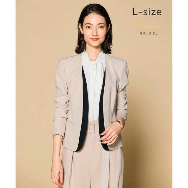 【L-size】CINDY / ダブルカラージャケット （Sand×Black）